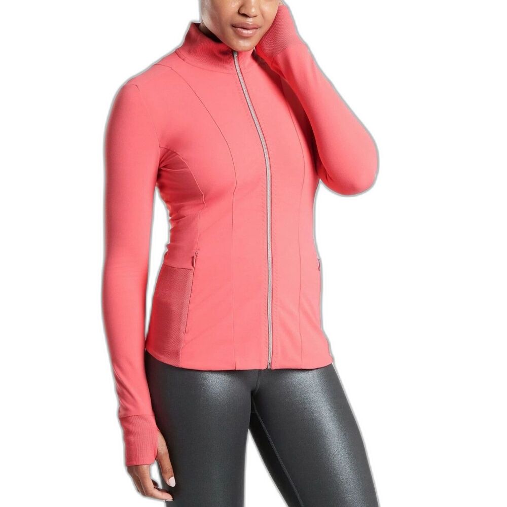NWT Athleta Coral Pink Zip Up Shanti Powerita Jacket Sz XS